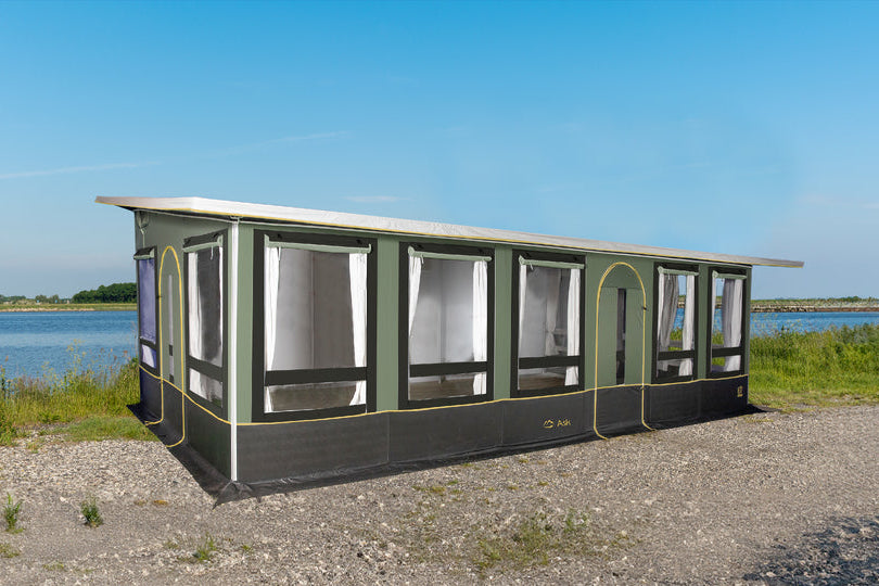 Ask 7+ Grønn Harmoni Frittstående Helårstelt – Robust Campingkomfort Alle Sesonger